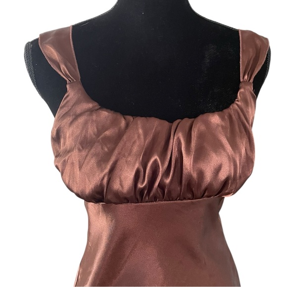 Self Esteem vintage Y2K satin babydoll asymmetrical tank brown size S fairy - Picture 2 of 7